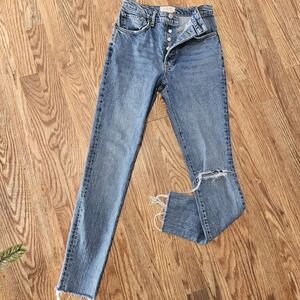 We The Free Light Wash High Rise Womens Size 27‎ Button Fly Jeans Free People